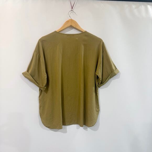 Madewell Shirt Size S Linen Blend Henley Slouch NWT - Picture 2 of 12